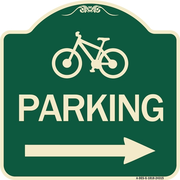 Signmission Bicycle Symbol Parking Right Arrow Heavy-Gauge Aluminum Architectural Sign, 18" x 18", G-1818-24315 A-DES-G-1818-24315 - main